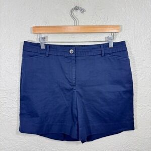 Talbots Shorts Women 10 The Perfect Short Navy Blue Chino Preppy Cotton Stretch
